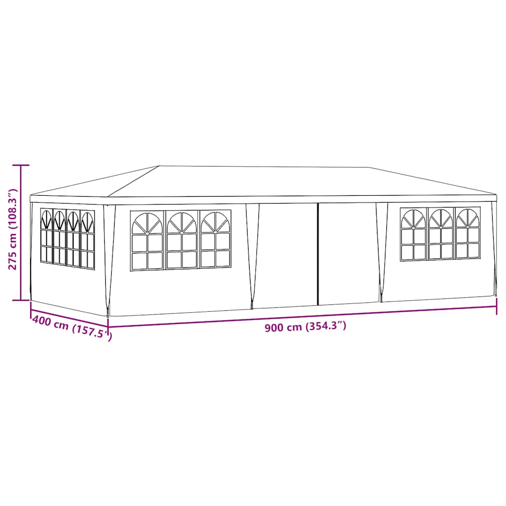 vidaXL Namiot imprezowy ze ściankami, 4x9 m, niebieski, 90 g/m²