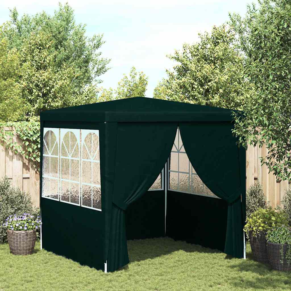 vidaXL Namiot imprezowy ze ściankami, 2x2 m, zielony, 90 g/m²