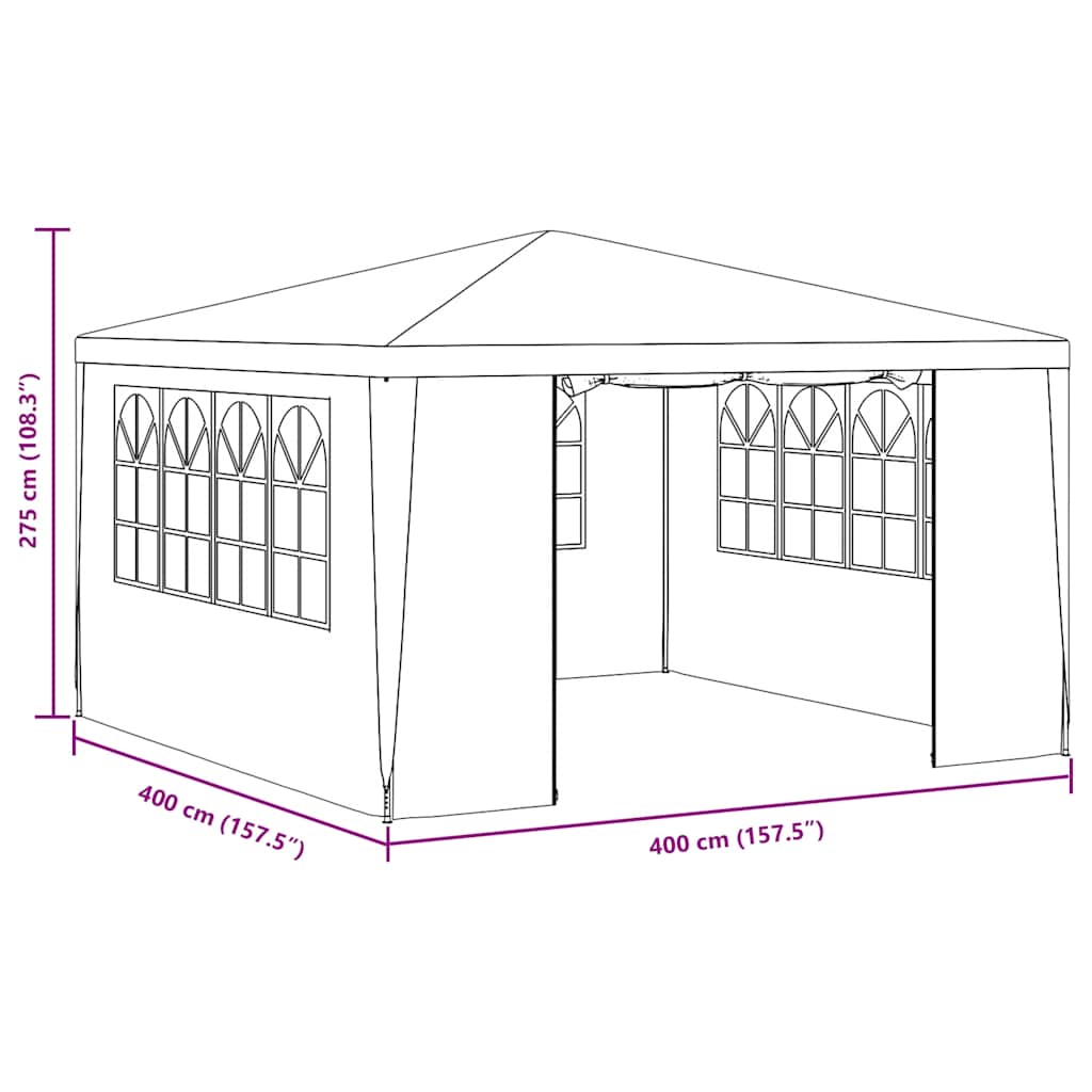 vidaXL Namiot imprezowy ze ściankami, 4x4 m, zielony, 90 g/m²