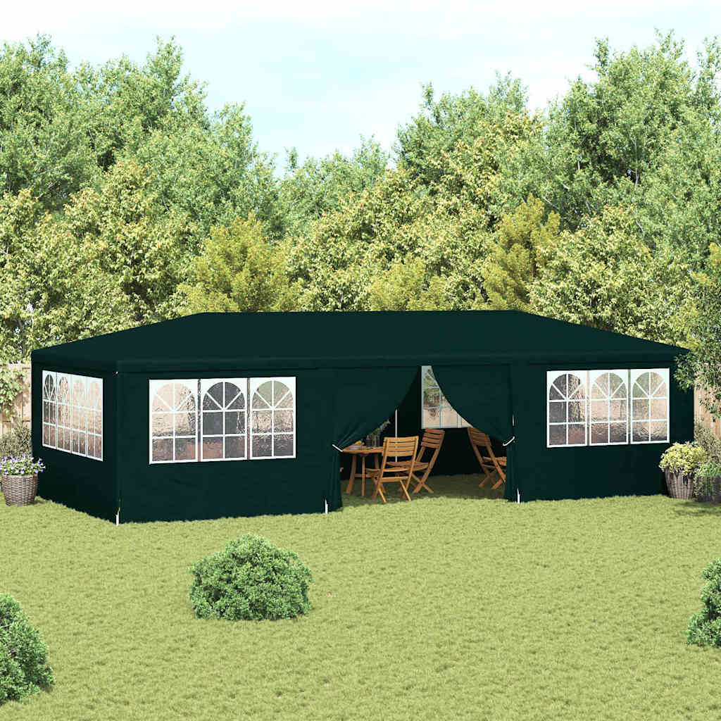 vidaXL Namiot imprezowy ze ściankami, 4x9 m, zielony, 90 g/m²