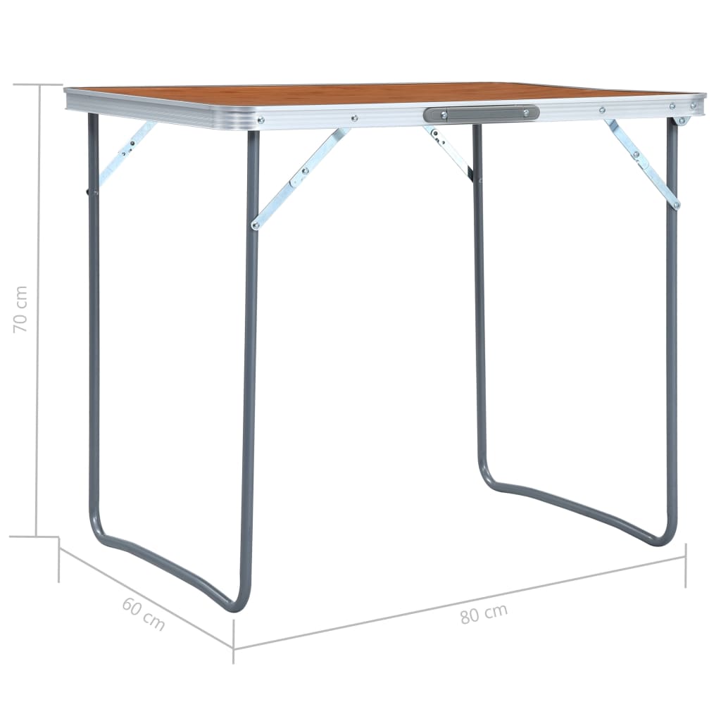 vidaXL Składany stolik turystyczny z metalową ramą, 80x60 cm