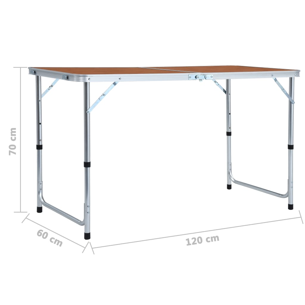 vidaXL Składany stolik turystyczny, aluminiowy, 120x60 cm