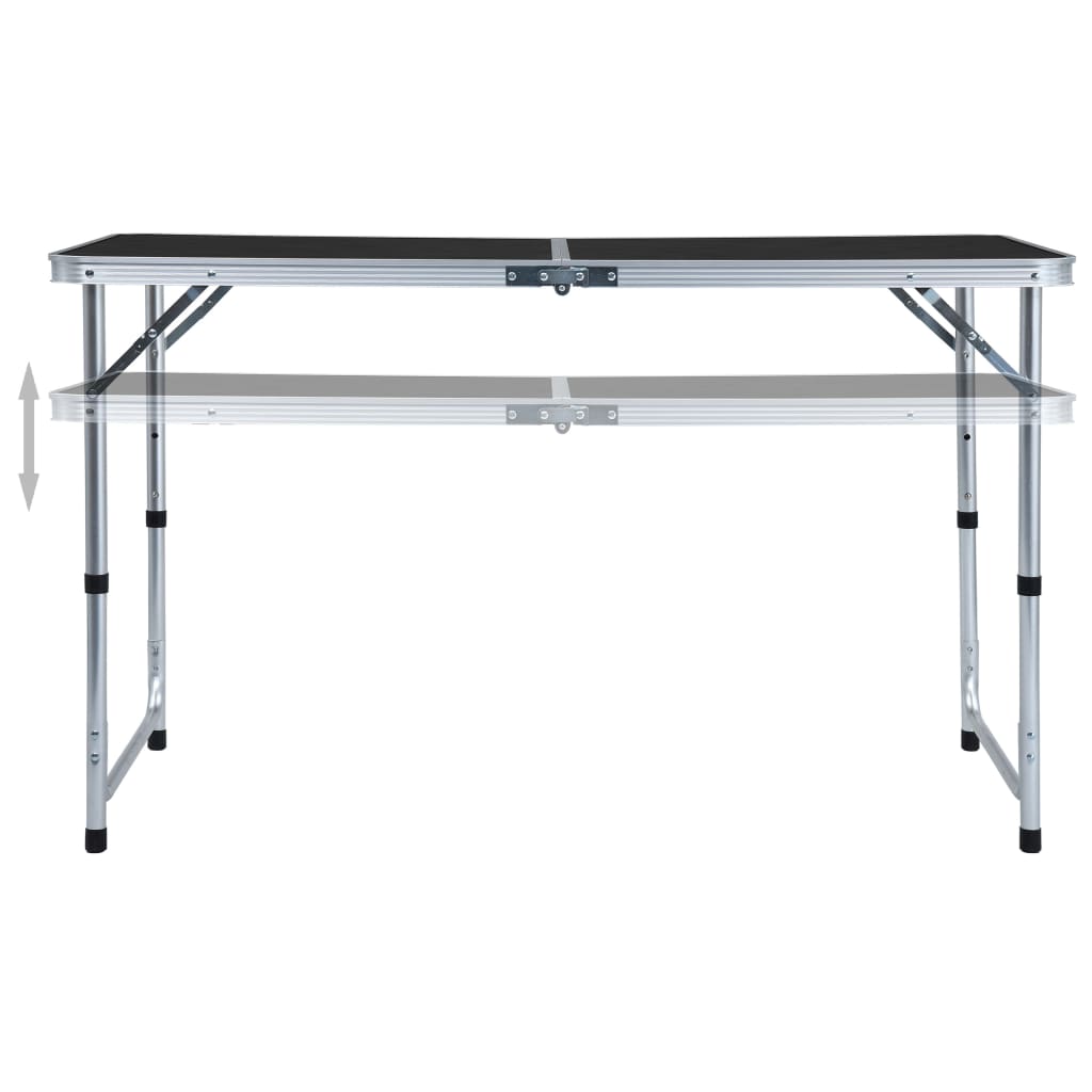 vidaXL Składany stolik turystyczny, szary, aluminiowy, 120 x 60 cm