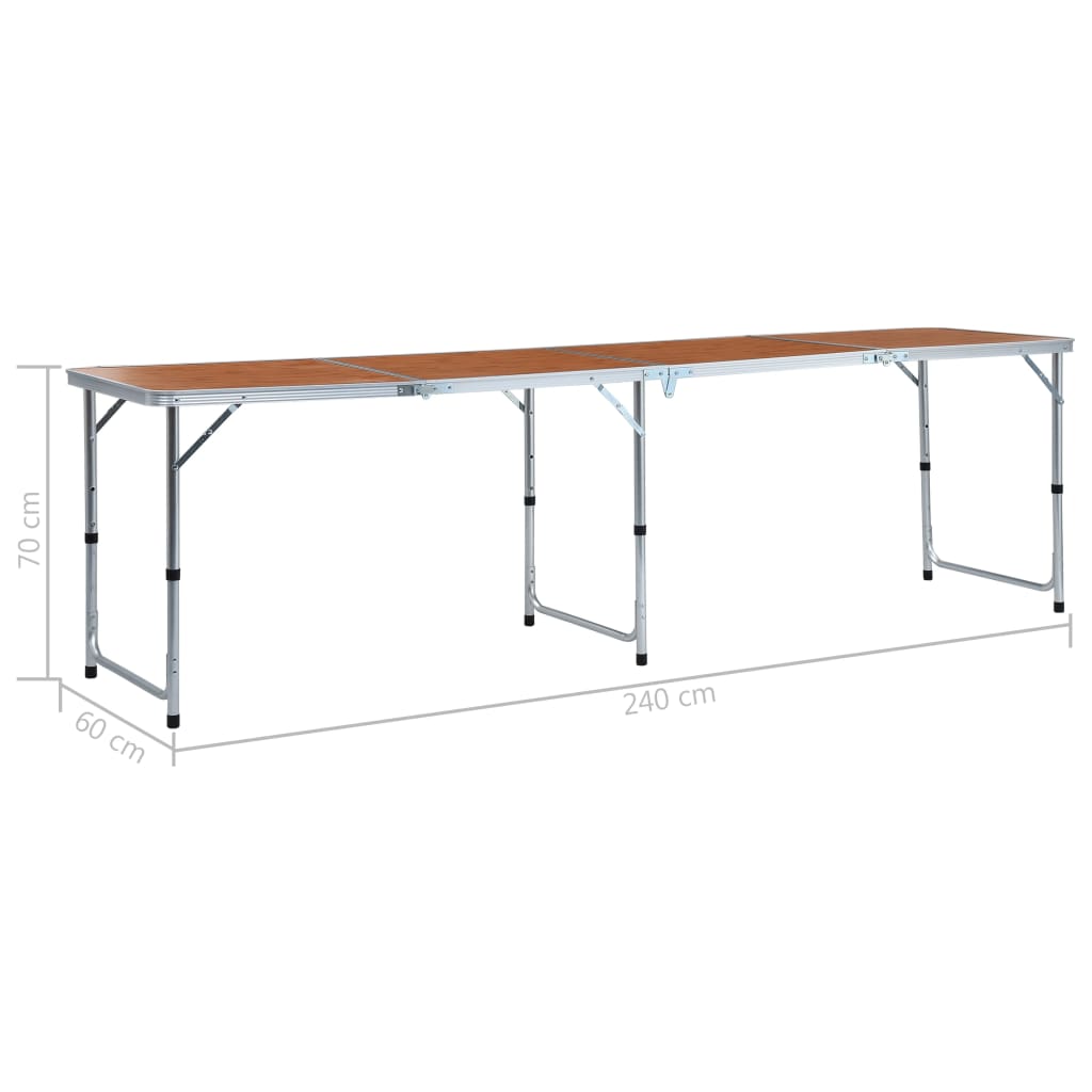 vidaXL Składany stolik turystyczny, aluminiowy, 240x60 cm