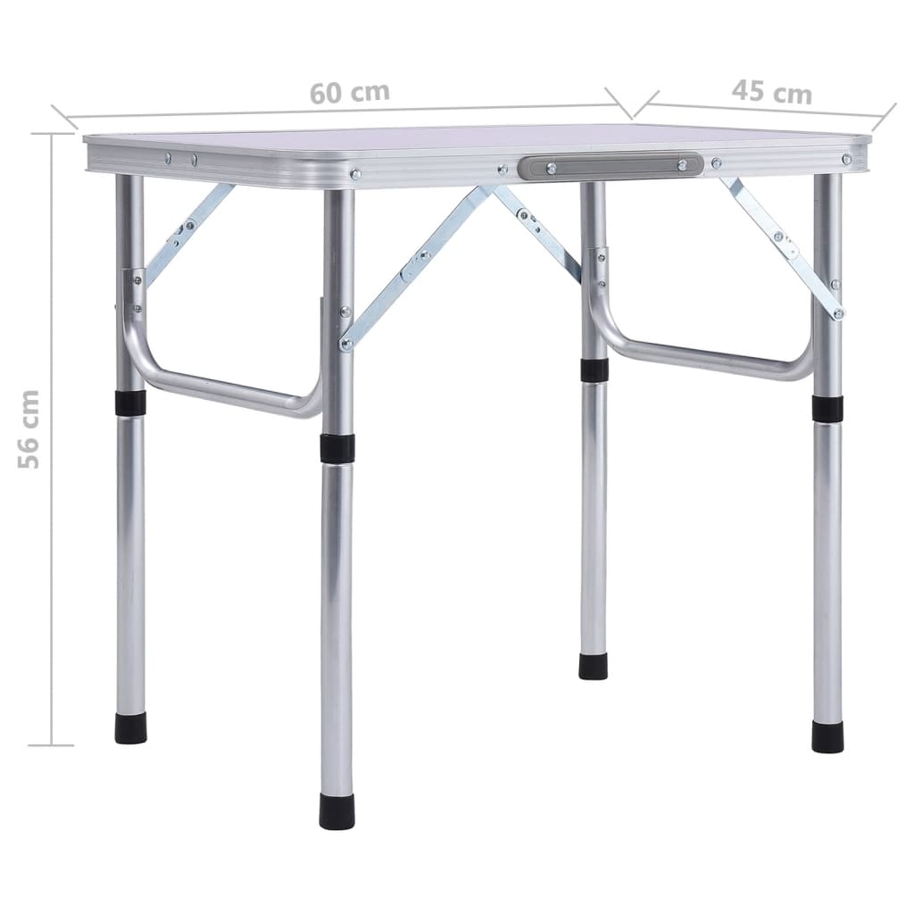 vidaXL Składany stolik turystyczny, biały, aluminiowy, 60 x 45 cm