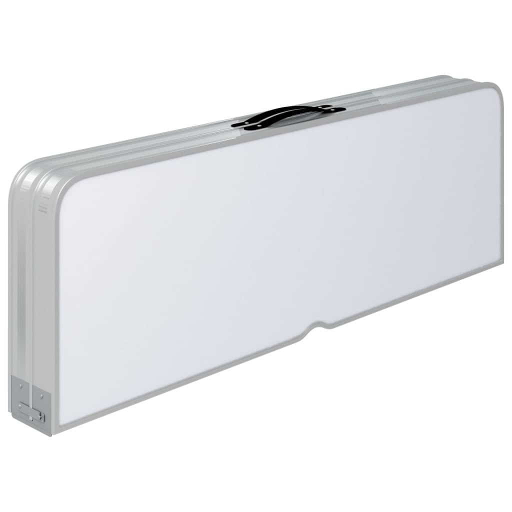 vidaXL Składany stolik turystyczny z 2 ławkami, aluminium, biały