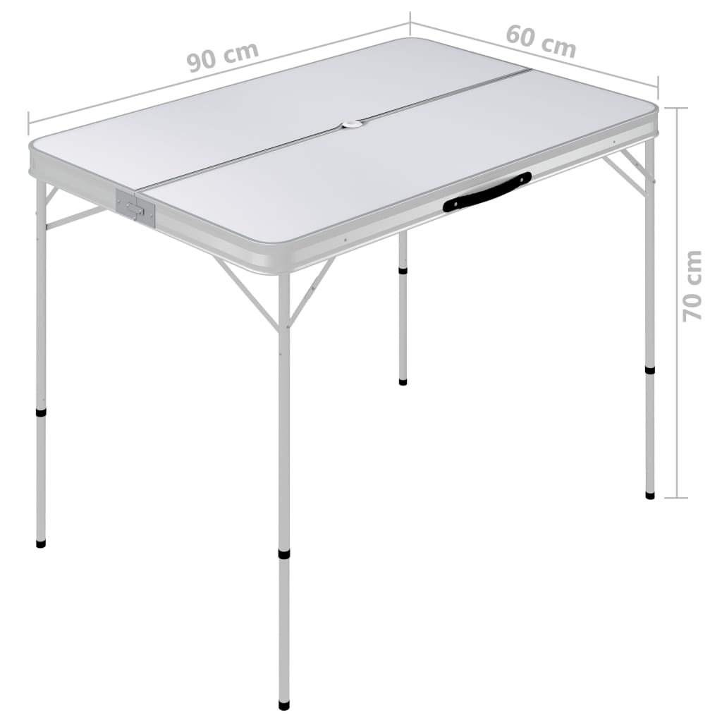 vidaXL Składany stolik turystyczny z 2 ławkami, aluminium, biały