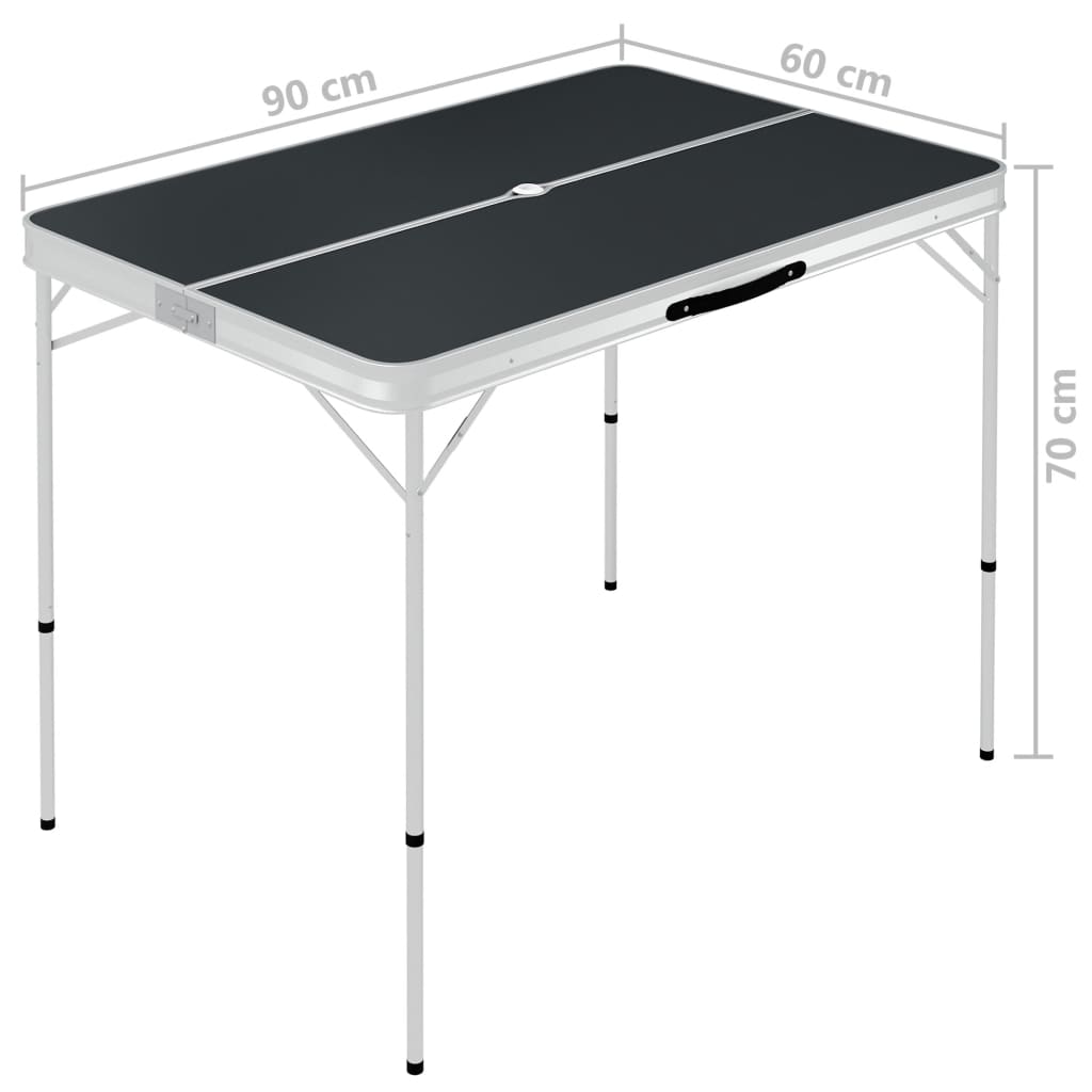 vidaXL Składany stolik turystyczny z 2 ławkami, aluminium, szary