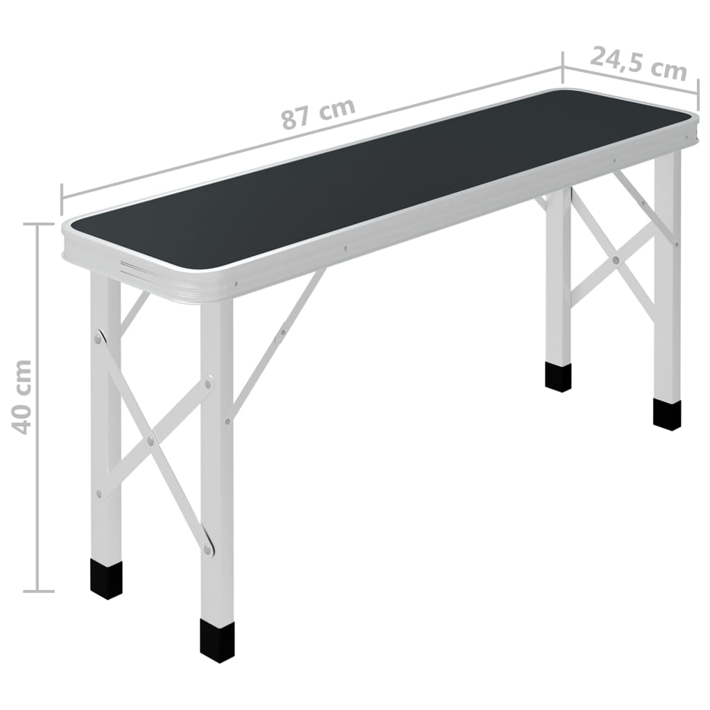 vidaXL Składany stolik turystyczny z 2 ławkami, aluminium, szary