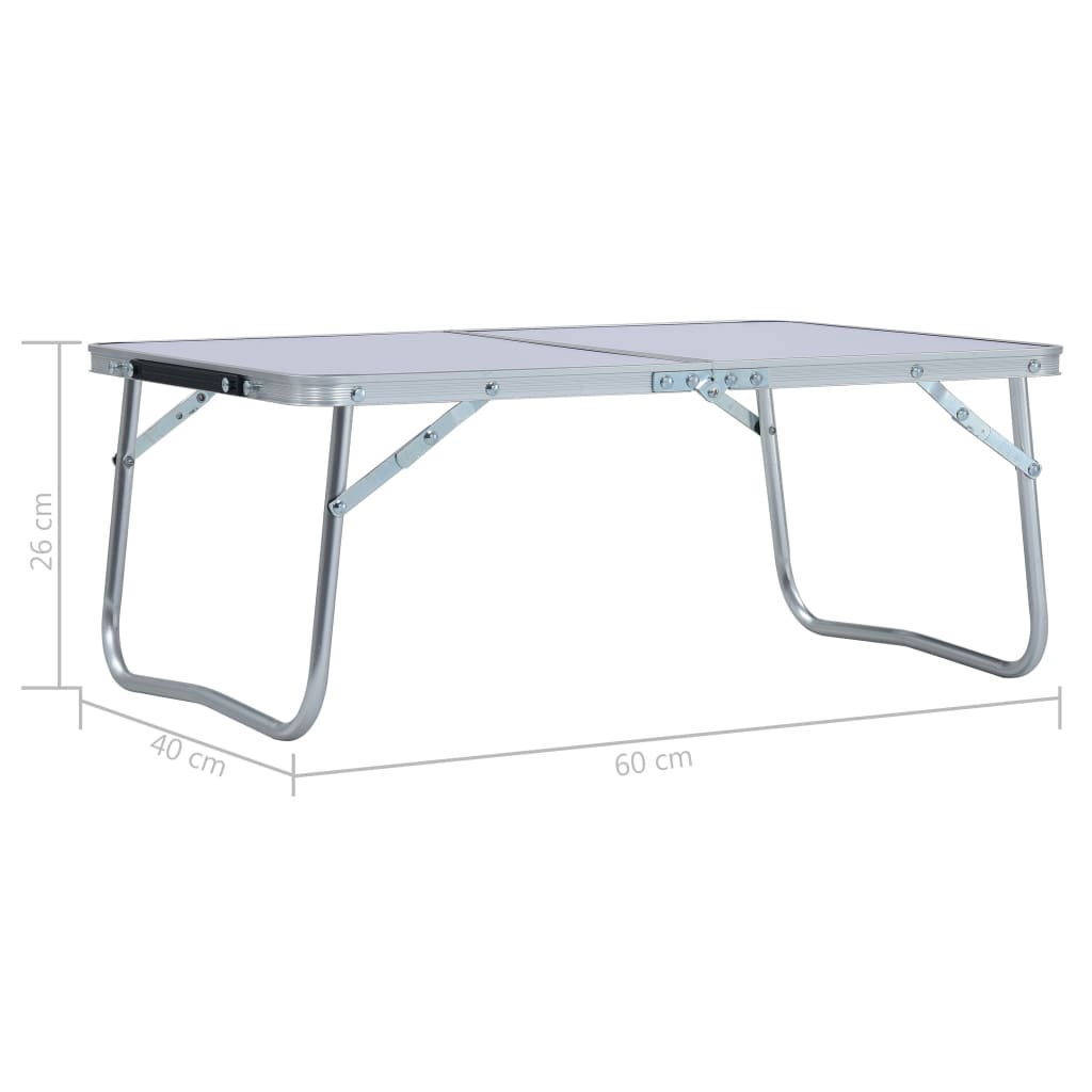 vidaXL Składany stolik turystyczny, biały, aluminiowy, 60x40 cm