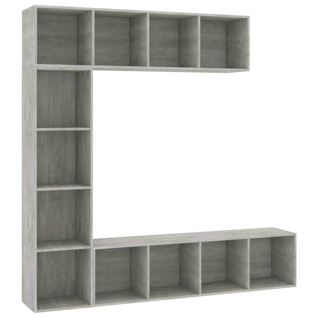 vidaXL 3-cz. regał na książki/półka pod TV, kolor betonu 180x30x180 cm