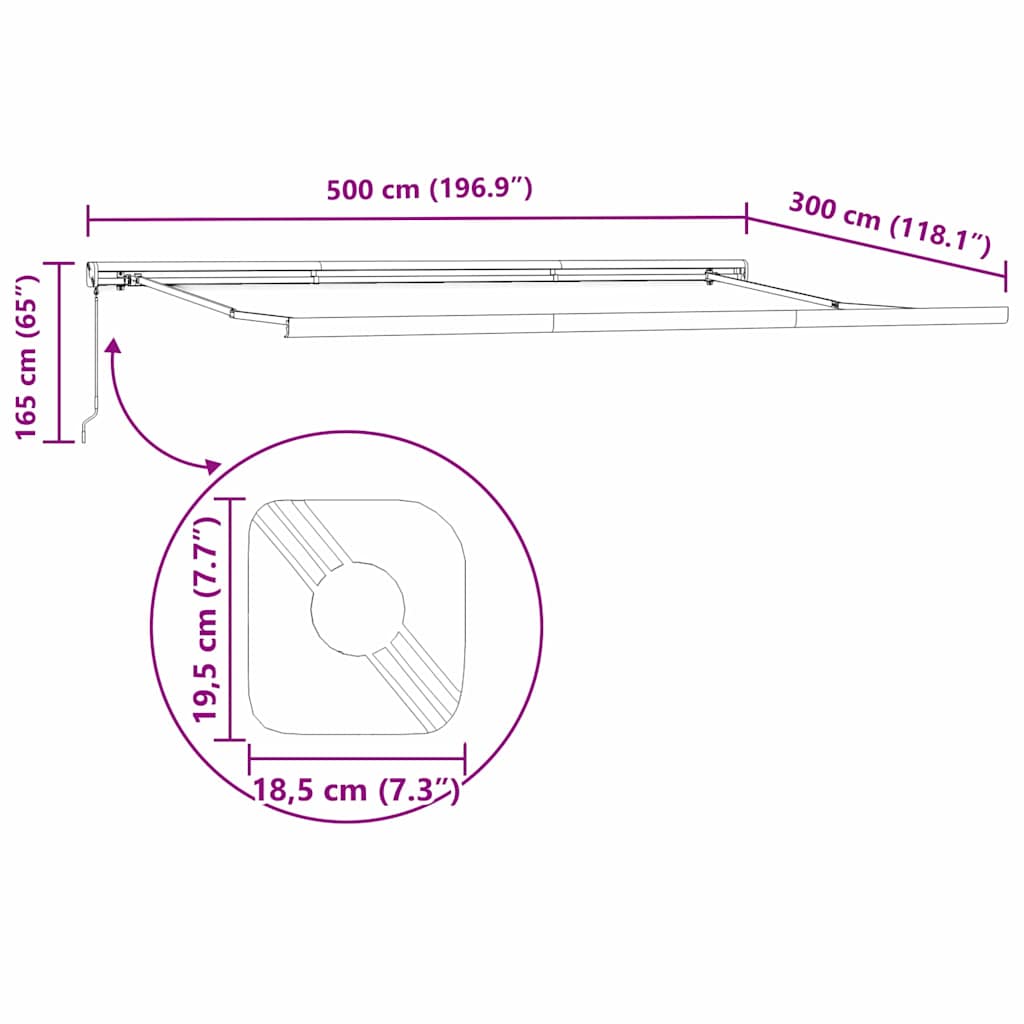 vidaXL Rama manualnej markizy 5 x 3 m Biały