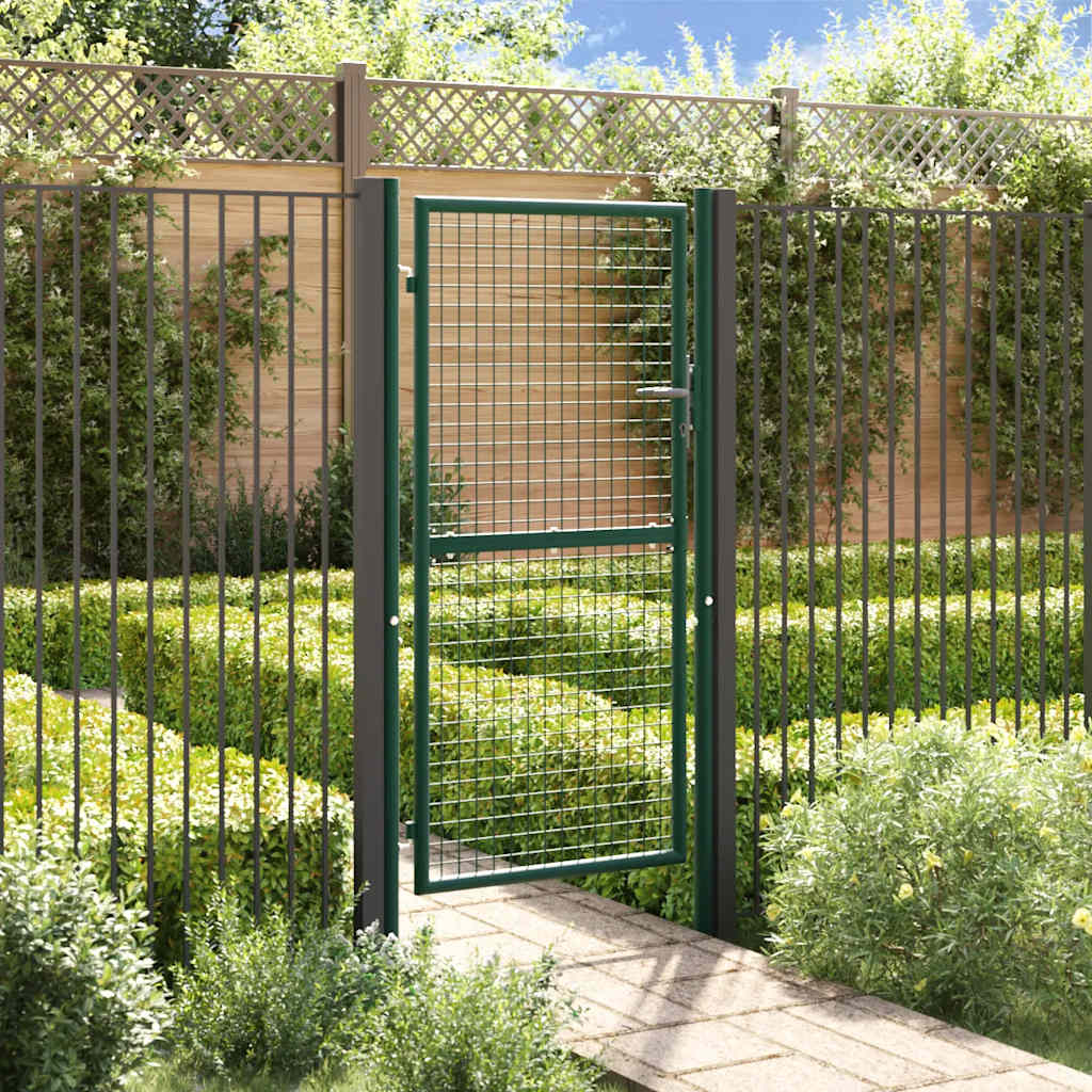 vidaXL Brama ogrodzeniowa stalowa 100x175 cm zielona