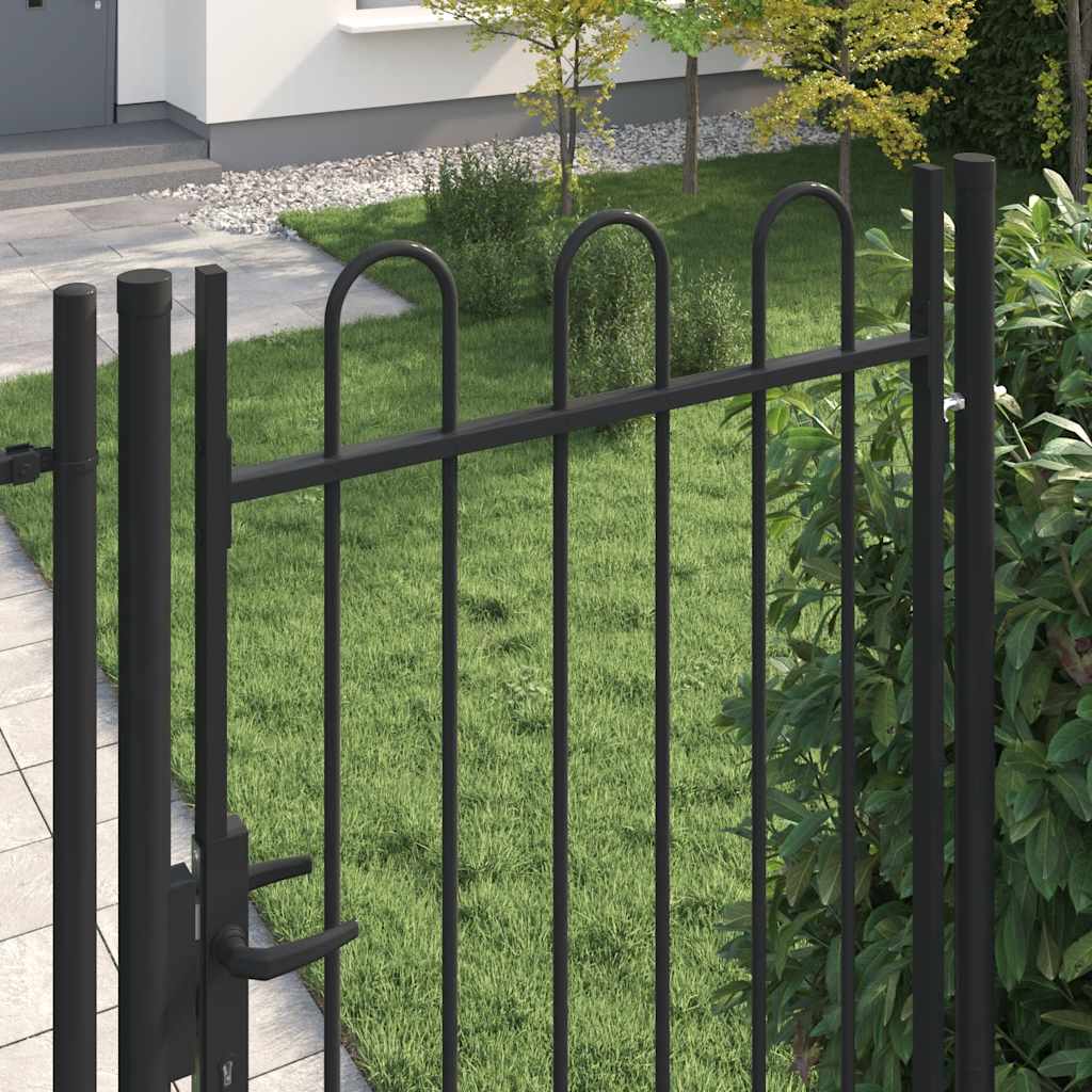 vidaXL Brama ogrodzeniowa BOXTEL pojedyncza z łukowym dachem, stalowa, 1x2 m, czarna