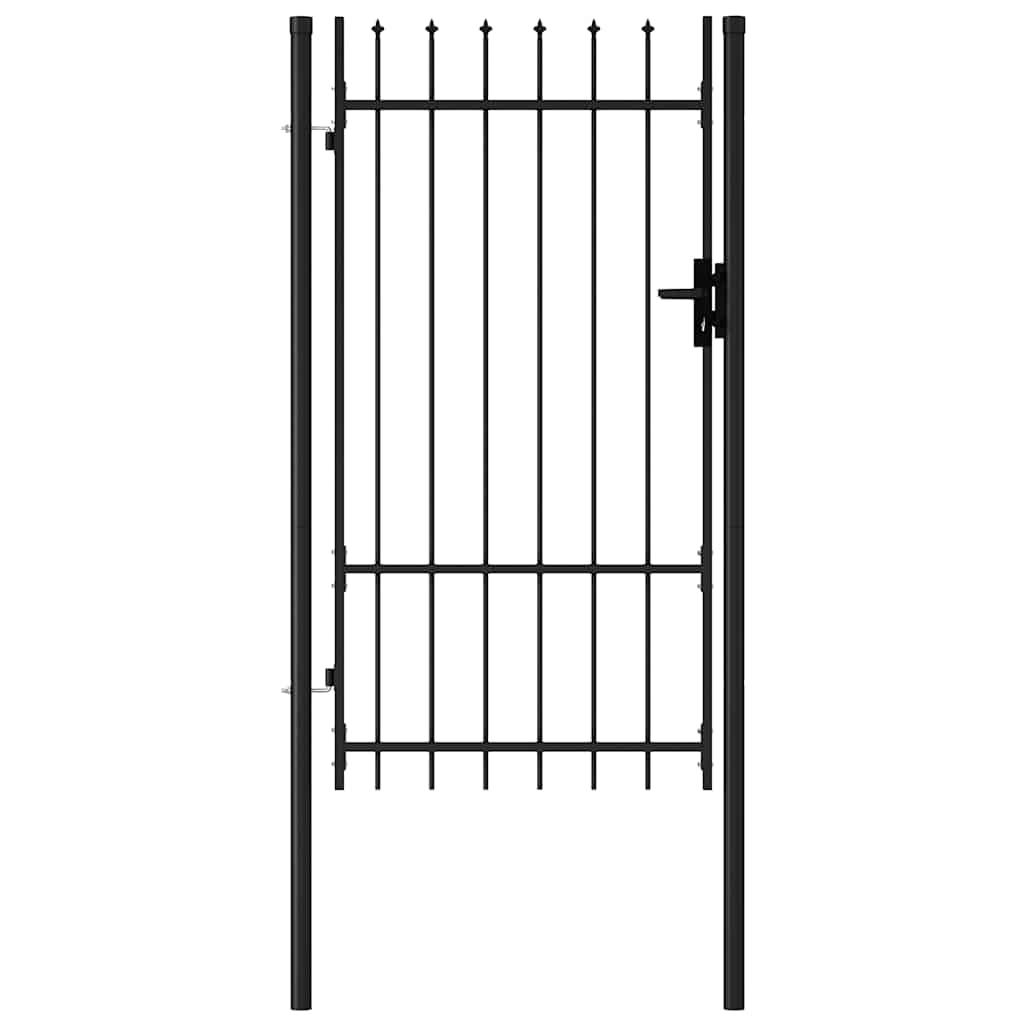 vidaXL Brama ogrodzeniowa BOXTEL pojedyncza z kolcem, stalowa, 1x1,75 m, czarna