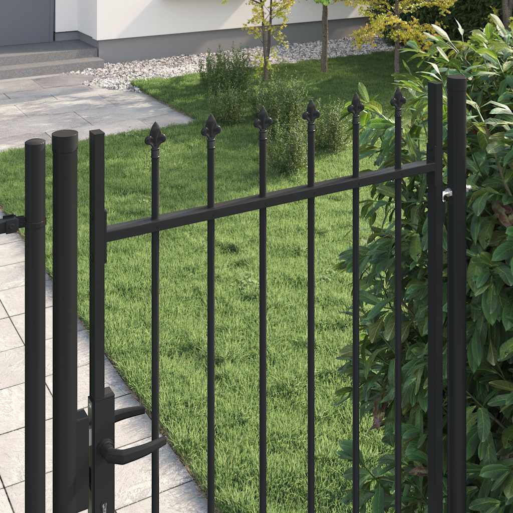 vidaXL Brama ogrodzeniowa BOXTEL pojedyncza z kolcami, stalowa, 1x2 m, czarna