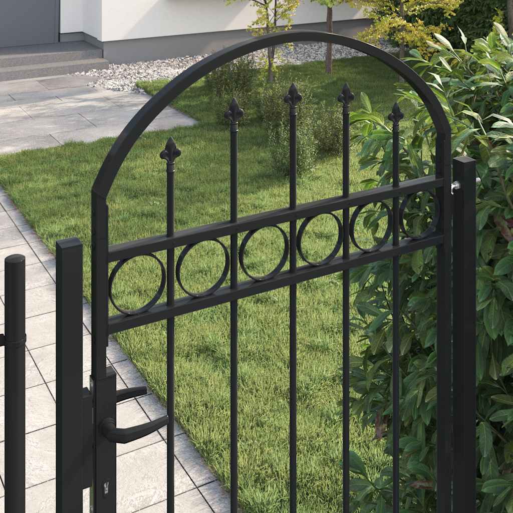 vidaXL Brama ogrodzeniowa ASSEN z łukowym blatem stalowa 89x200 cm czarna