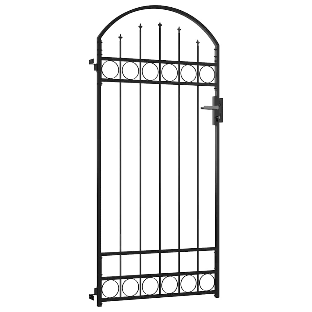 vidaXL Brama ogrodzeniowa ASSEN z łukowym blatem stalowa 89x200 cm czarna