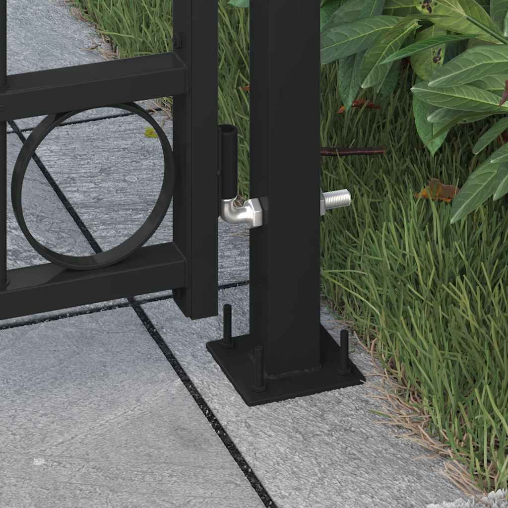 vidaXL Brama ogrodzeniowa ASSEN z łukowym zakończeniem i 2 słupkami 105x170 cm, czarna