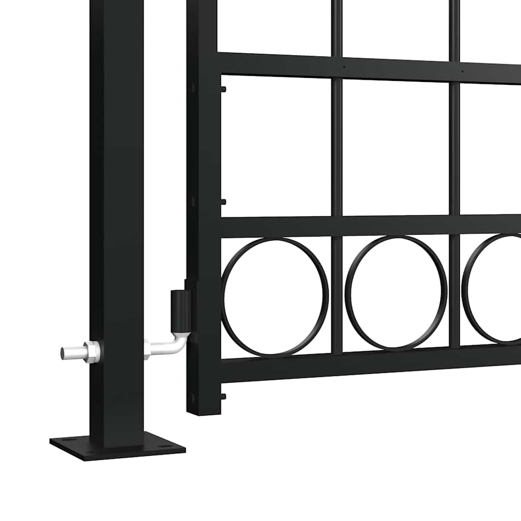 vidaXL Brama ogrodzeniowa ASSEN z łukowym zakończeniem i 2 słupkami 105x170 cm, czarna