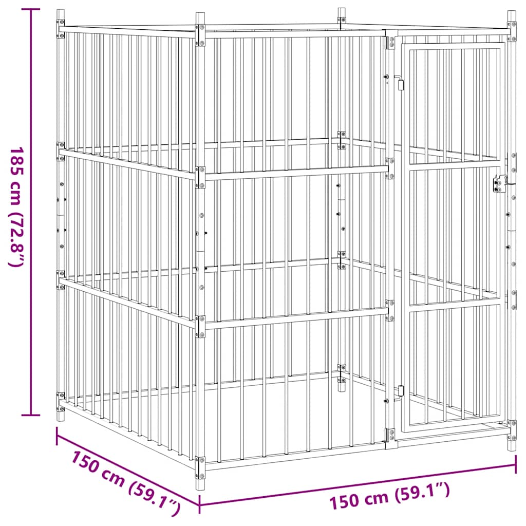vidaXL Kojec dla psa, 150 x 150 x 185 cm