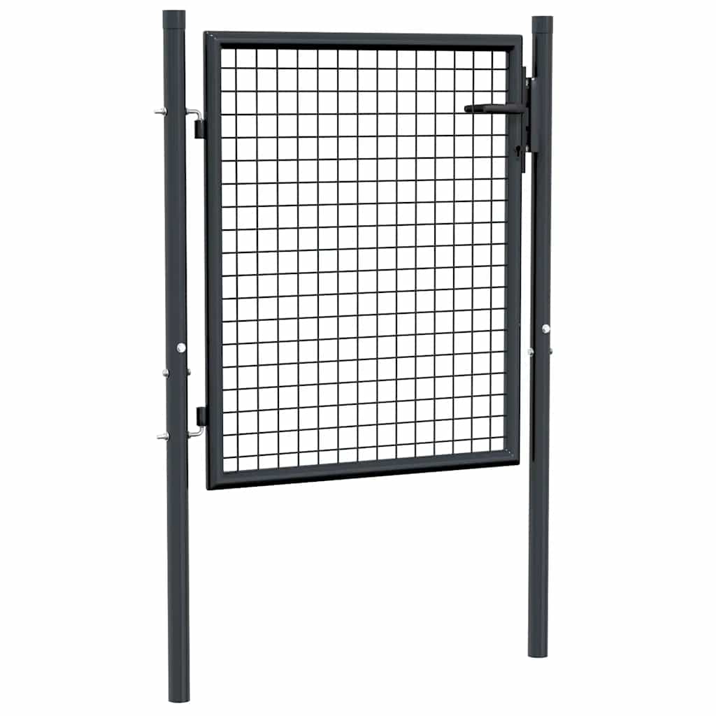 vidaXL Brama ogrodowa z siatki ocynkowanej, stal 100x75 cm, szara