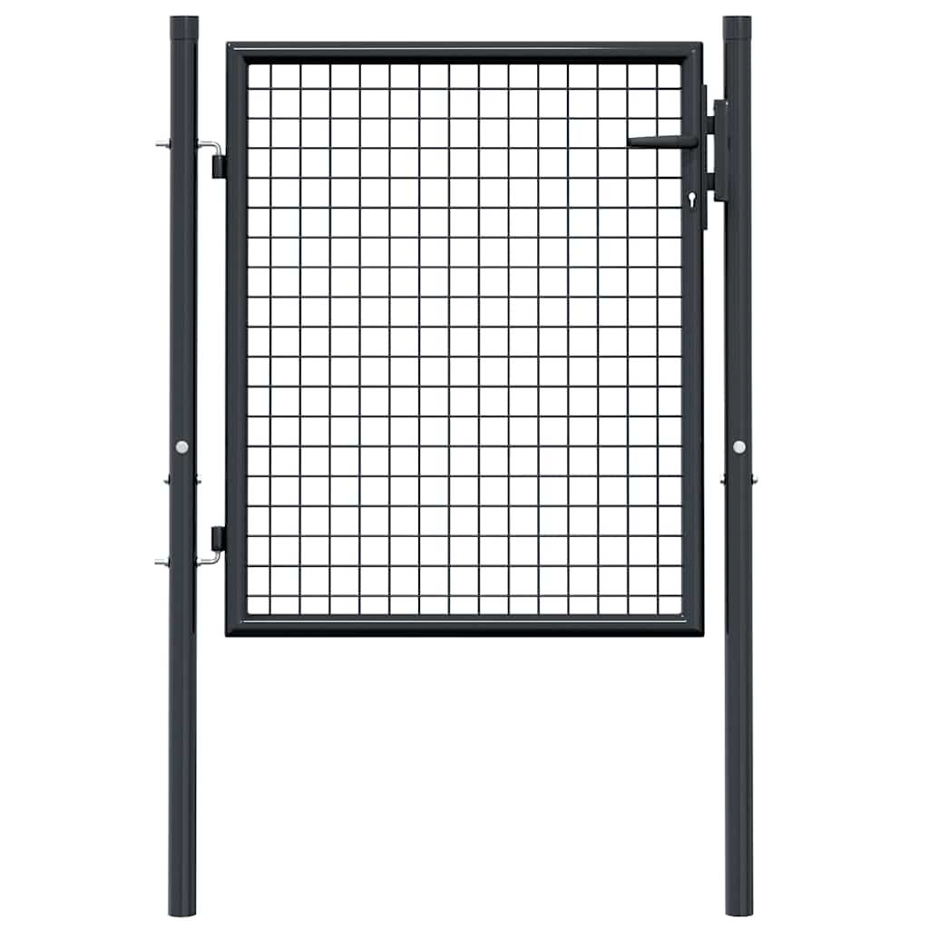vidaXL Brama ogrodowa z siatki ocynkowanej, stal 100x75 cm, szara