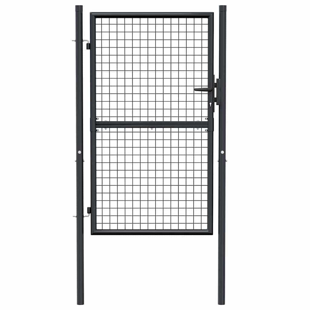 vidaXL Brama ogrodowa z siatki ocynkowanej, stal 100x150 cm, szara