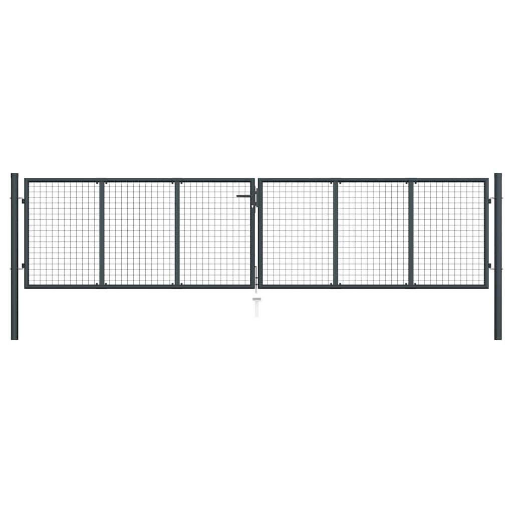 vidaXL Brama ogrodowa z siatki ocynkowanej, stal 400x75 cm, szara