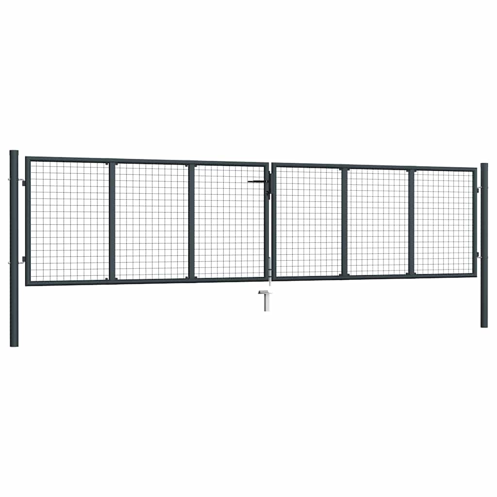 vidaXL Brama ogrodowa z siatki ocynkowanej, stal 400x75 cm, szara