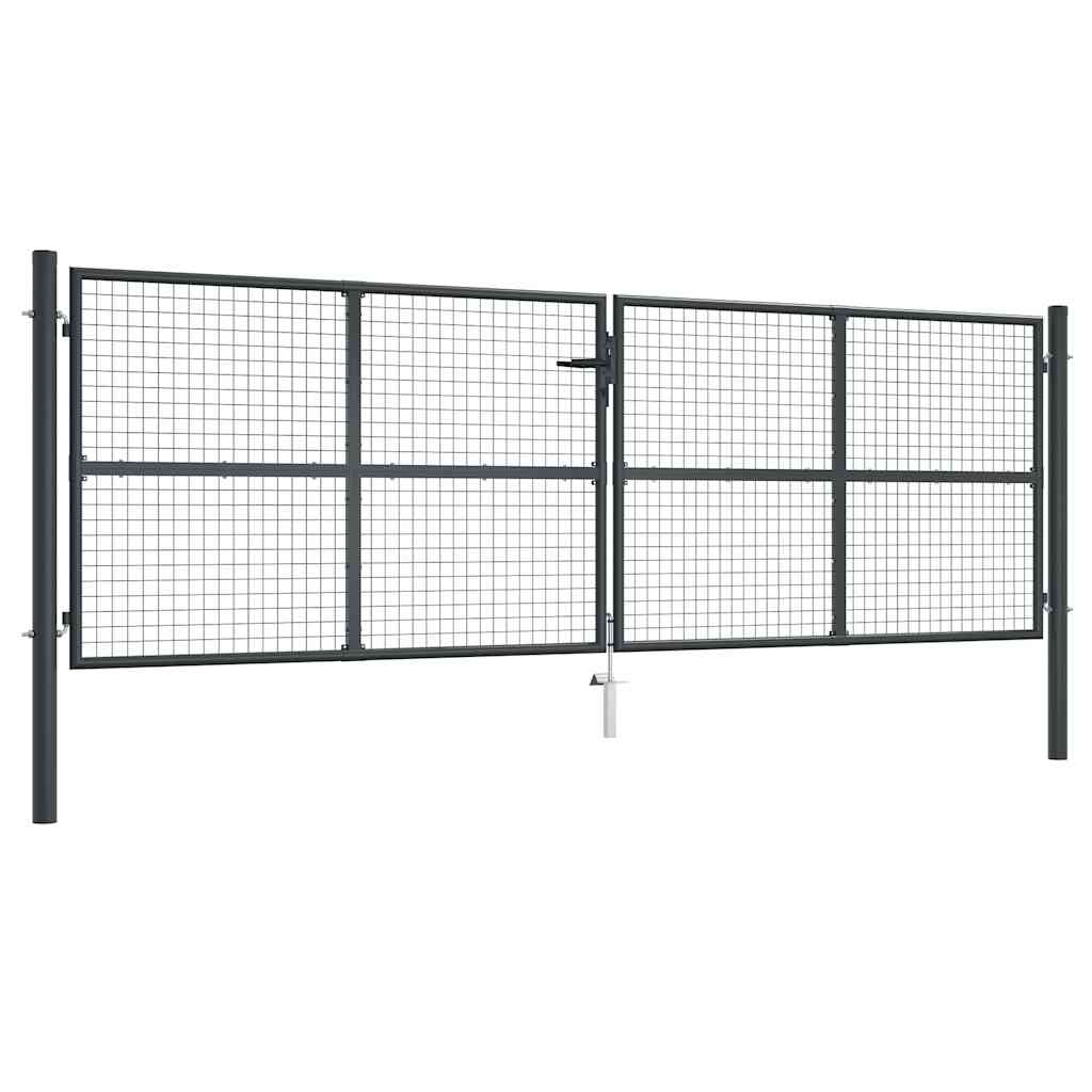vidaXL Brama ogrodowa z siatki ocynkowanej, stal 400x125 cm, szara