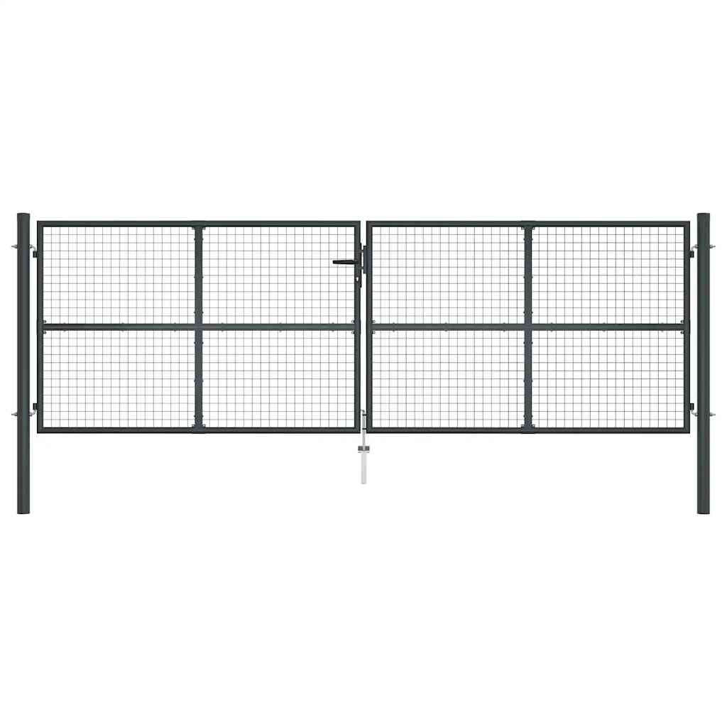 vidaXL Brama ogrodowa z siatki ocynkowanej, stal 400x125 cm, szara