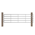 vidaXL Brama do zagrody, 5 prętów, stal, (115-300) x 90 cm, srebrna