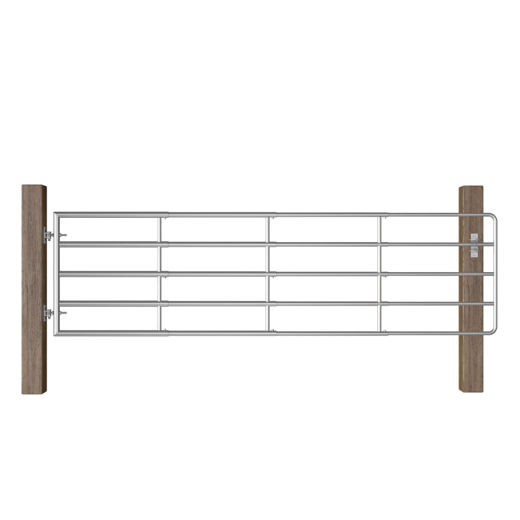 vidaXL Brama do zagrody, 5 prętów, stal, (115-300) x 90 cm, srebrna