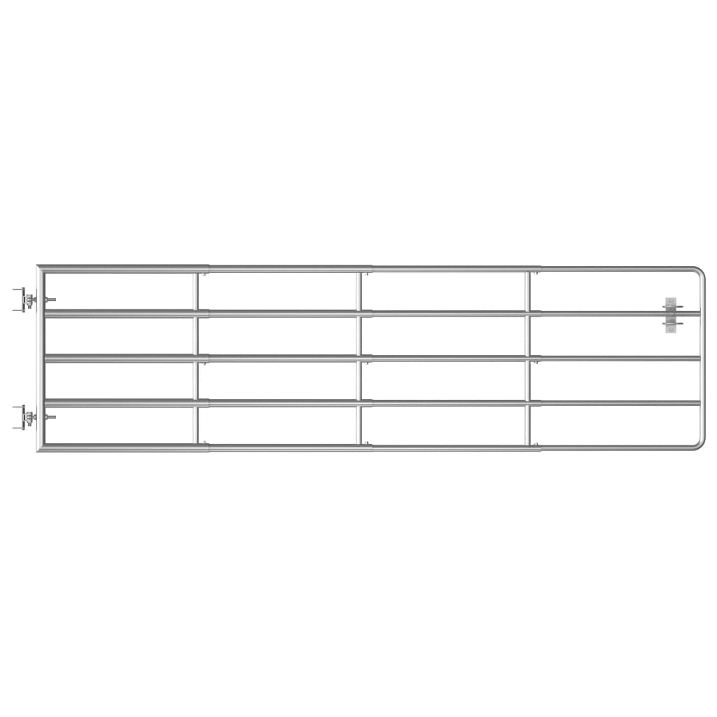 vidaXL Brama do zagrody, 5 prętów, stal, (115-300) x 90 cm, srebrna