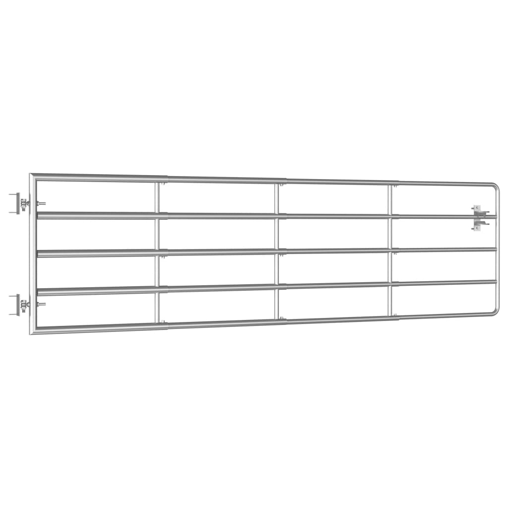 vidaXL Brama do zagrody, 5 prętów, stal, (115-300) x 90 cm, srebrna