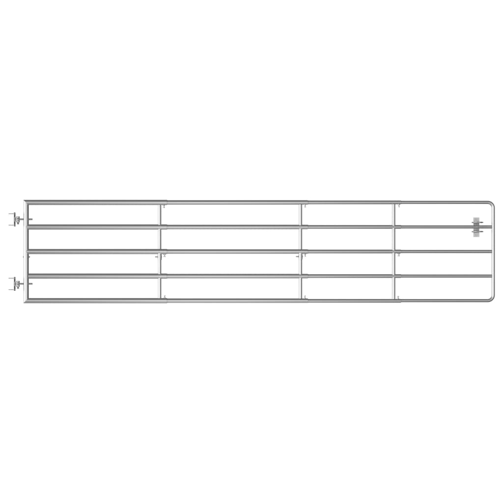vidaXL Brama do zagrody, 5 prętów, stal, (150-400)x90 cm, srebrna