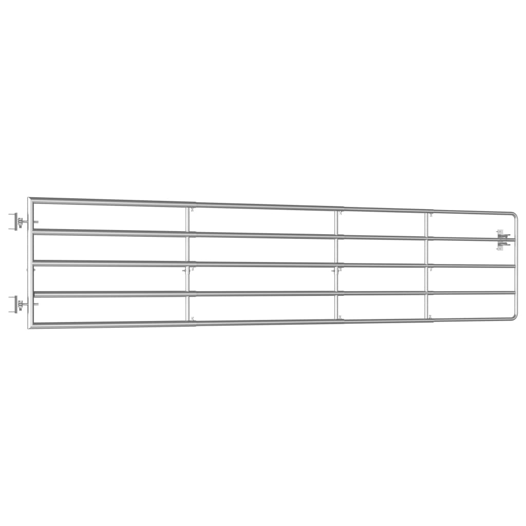 vidaXL Brama do zagrody, 5 prętów, stal, (150-400)x90 cm, srebrna