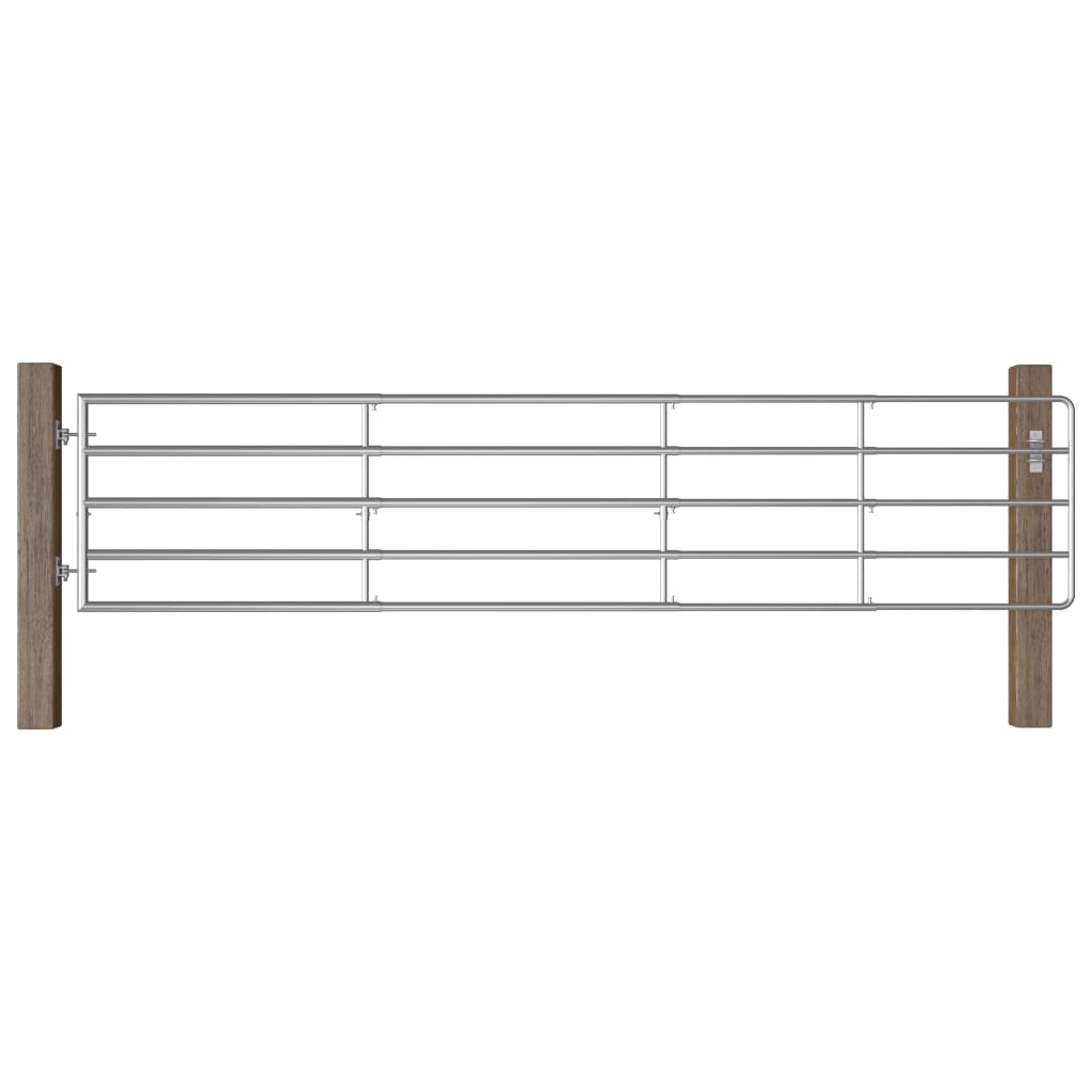 vidaXL Brama do zagrody, 5 prętów, stal, (150-400)x90 cm, srebrna