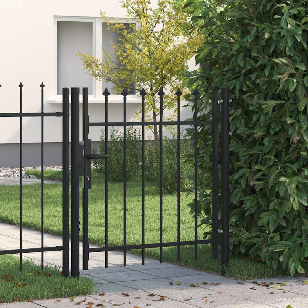 vidaXL Brama ogrodzeniowa BOXTEL pojedyncza z kolcami, stalowa, 1x1 m, czarna
