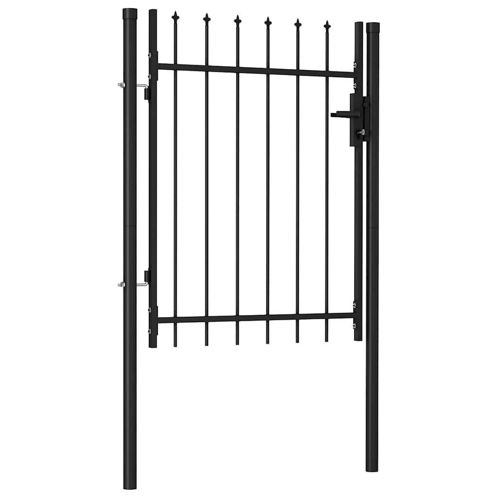 vidaXL Brama ogrodzeniowa BOXTEL pojedyncza z kolcem, stalowa, 1x1,2 m, czarna