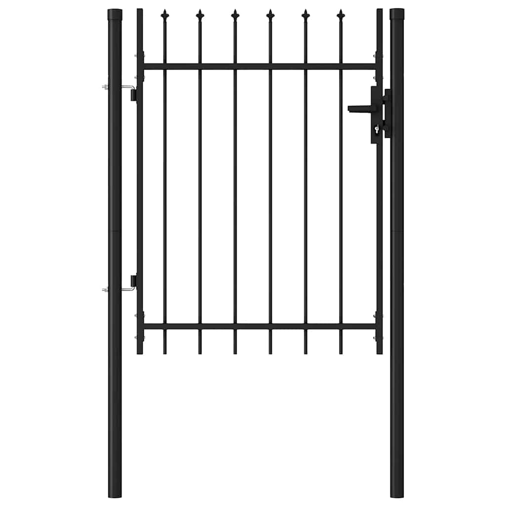 vidaXL Brama ogrodzeniowa BOXTEL pojedyncza z kolcem, stalowa, 1x1,2 m, czarna