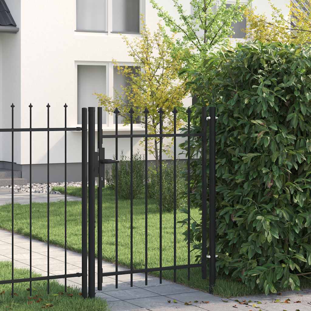 vidaXL Brama ogrodzeniowa BOXTEL pojedyncza z kolcem, stalowa, 1x1,2 m, czarna