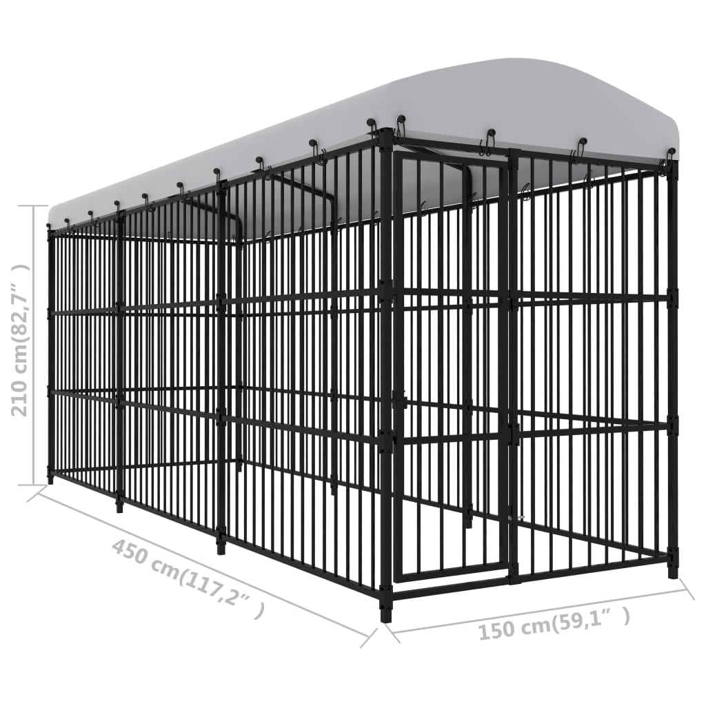 vidaXL Kojec dla psa z zadaszeniem, 450 x 150 x 210 cm