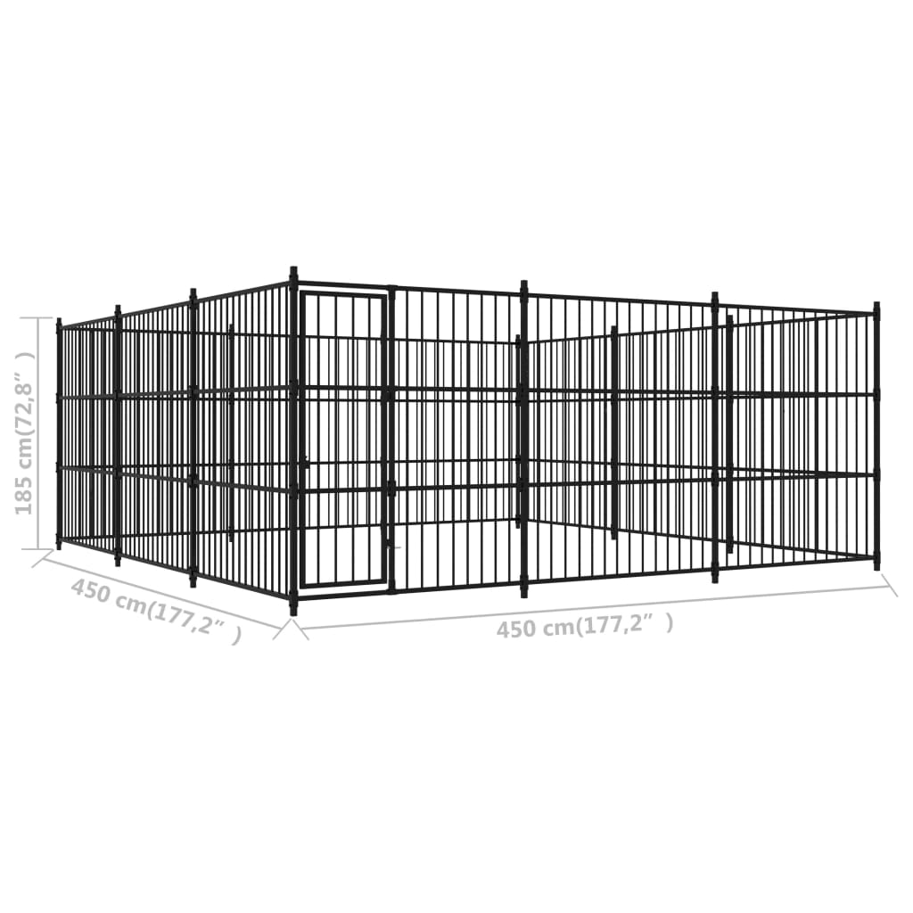 vidaXL Kojec zewnętrzny dla psa, 450 x 450 x 185 cm