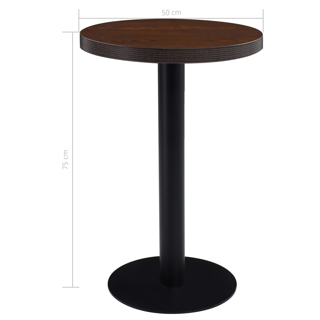 vidaXL Stolik bistro, ciemnobrązowy, 50 cm, MDF