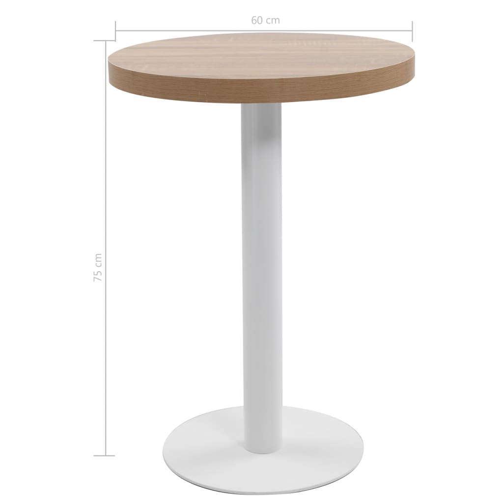 vidaXL Stolik bistro, jasnobrązowy, 60 cm, MDF