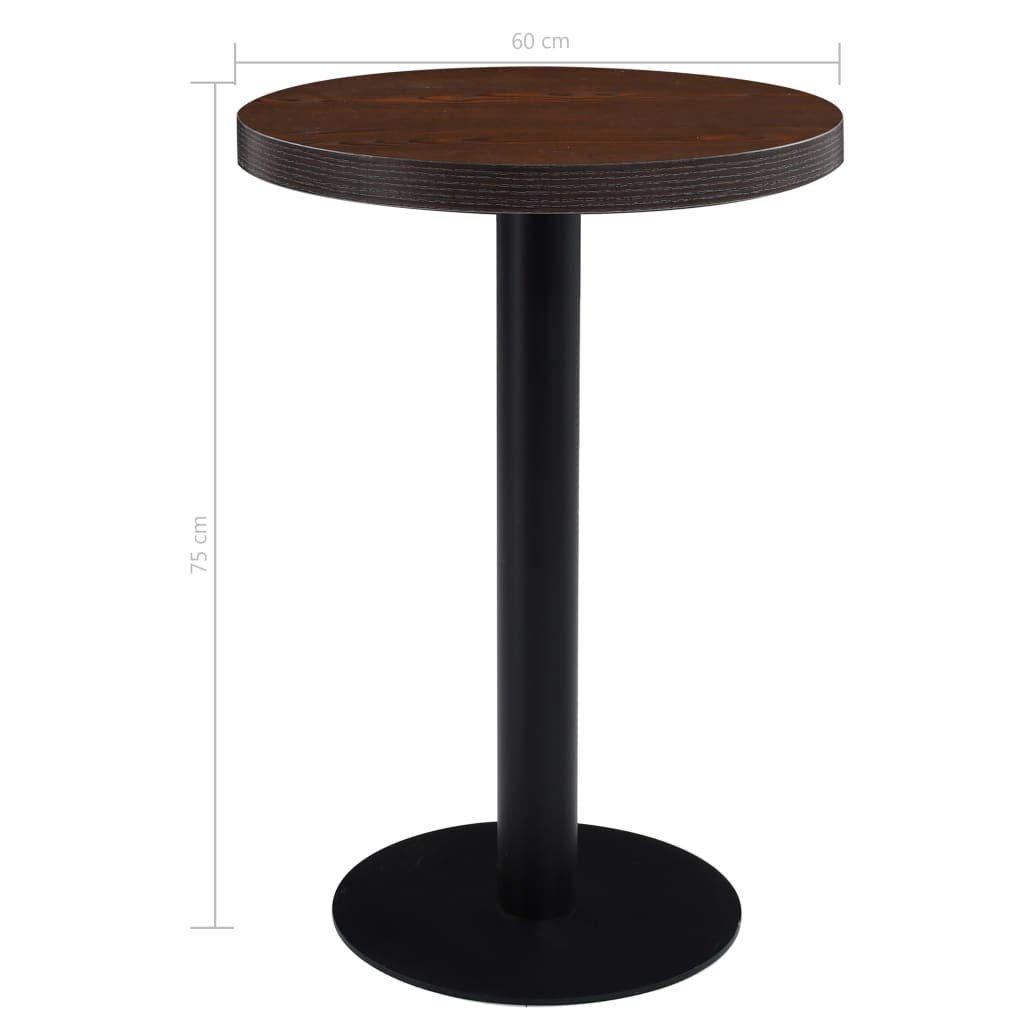vidaXL Stolik bistro, ciemnobrązowy, 60 cm, MDF