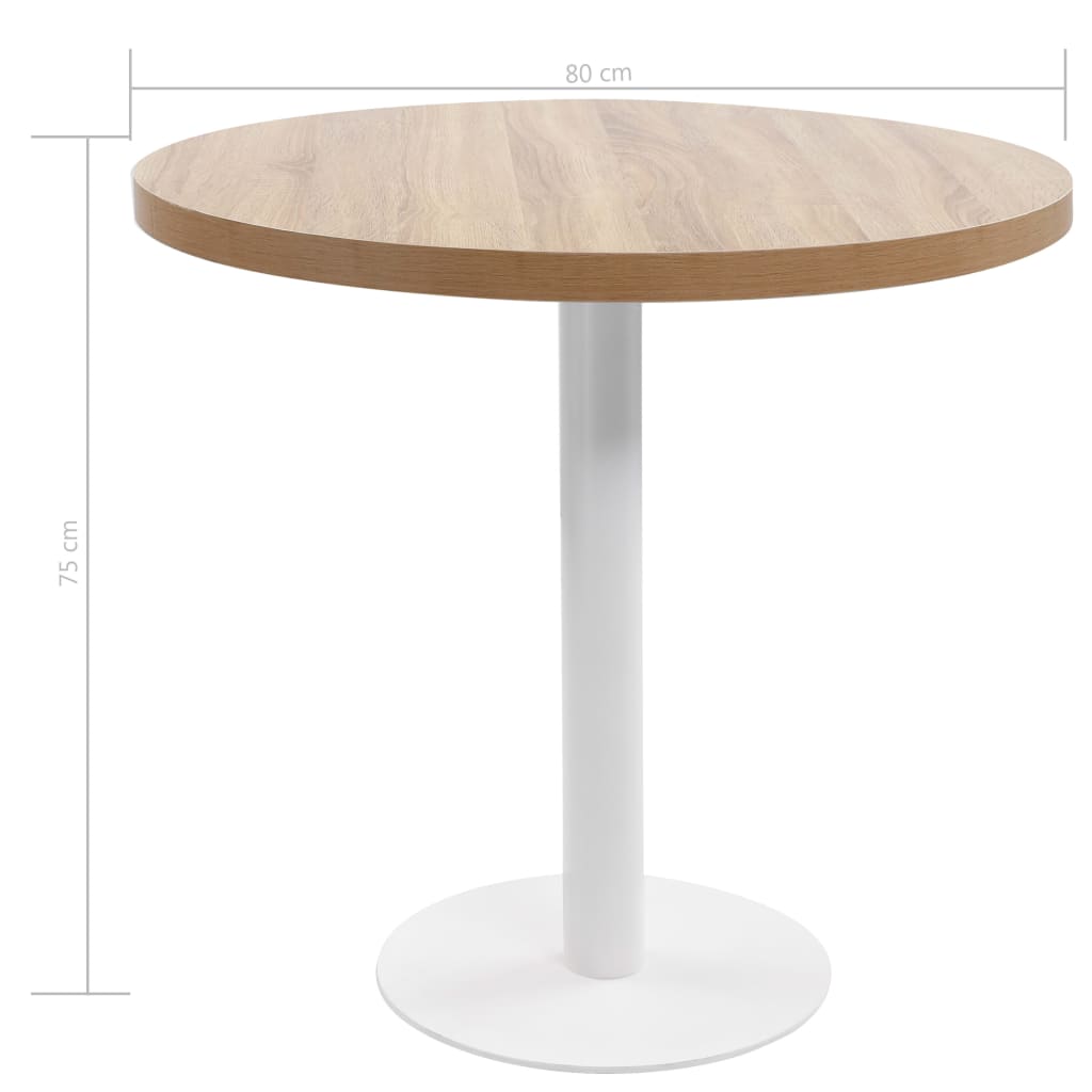 vidaXL Stolik bistro, jasnobrązowy, 80 cm, MDF