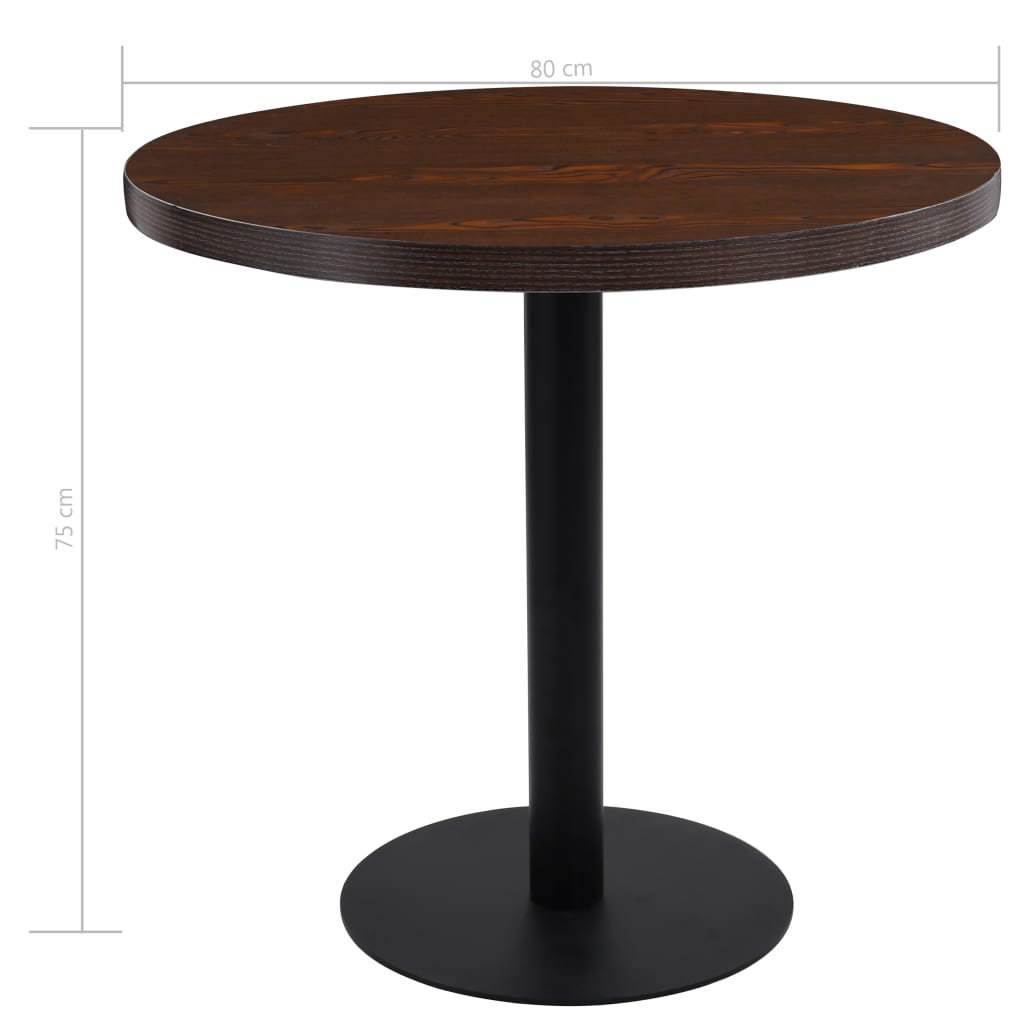 vidaXL Stolik bistro, ciemnobrązowy, 80 cm, MDF
